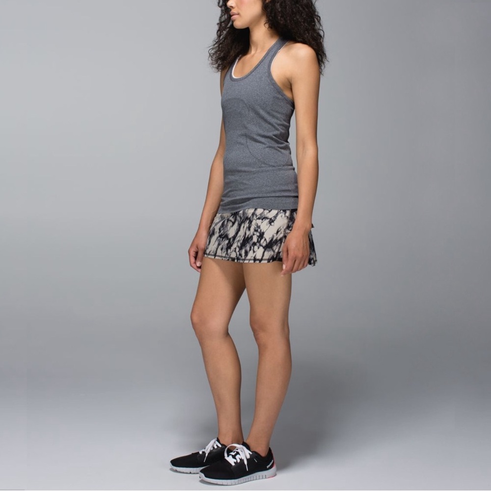 Lululemon Run Pace Setter Skirt Granite Black Mojave Tan Size 4 Tall